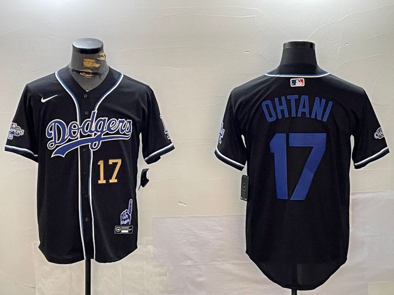 Men Los Angeles Dodgers #17 Ohtani Black Game 2024 Nike MLB Jersey style 12024